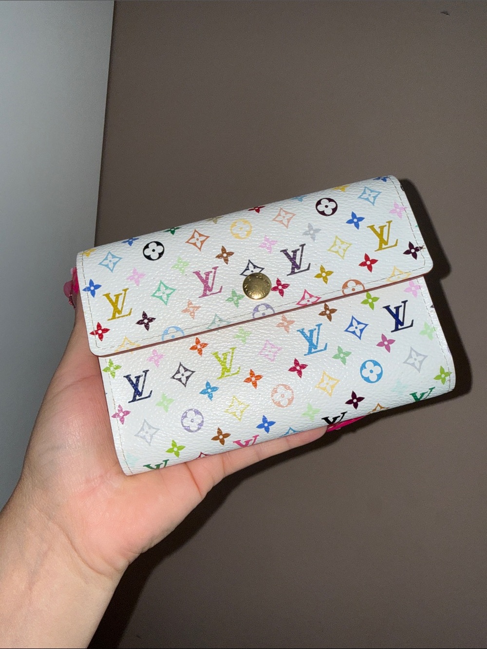 Louis Vuitton Alexandra White Multicolor Monogram Compact Wallet